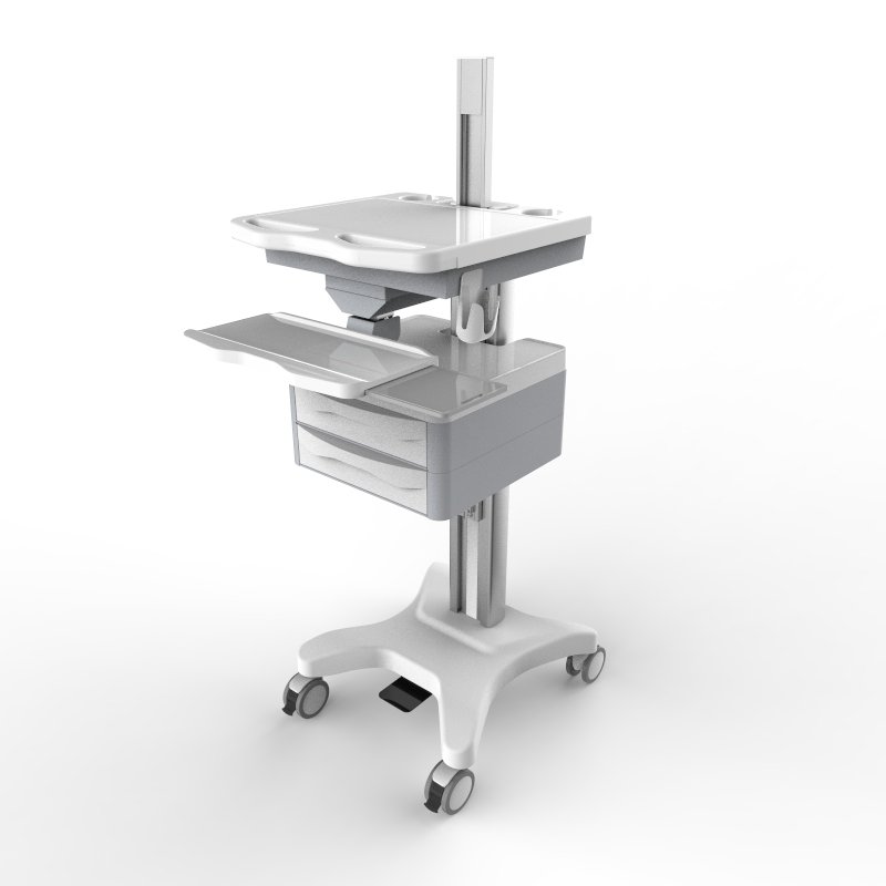 Gas spring computer trolley for height adjust design